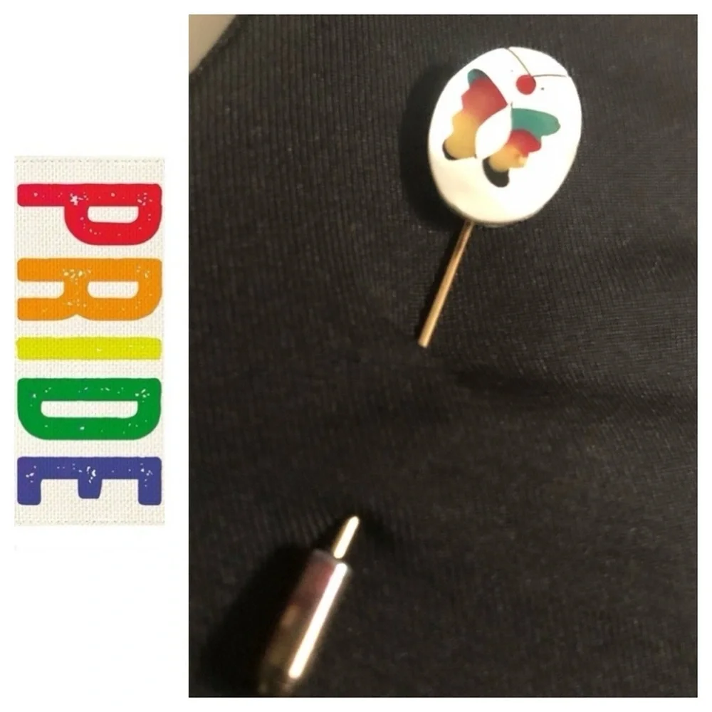 Vintage Butterfly MOP Inlay Stickpin